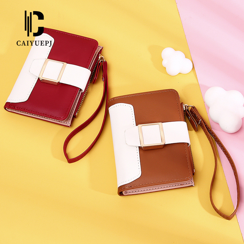 The new Korean-style women's wallet features a color-matching short wallet that is versatile and fashionable. It is a zippered coin purse with multiple compartments full figure
