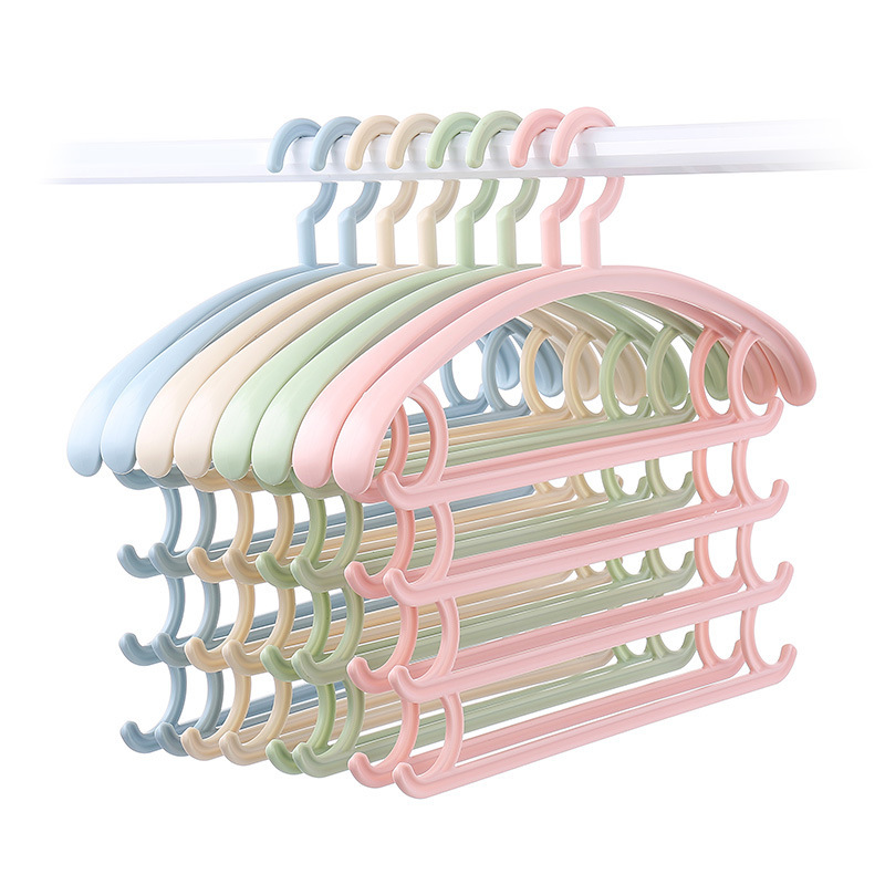 Creative multi-layer plastic adult magic pants rack wardrobe, four-layer scarf rack, multi-functional traceless clothes hanger, dress pants rack Item Picture