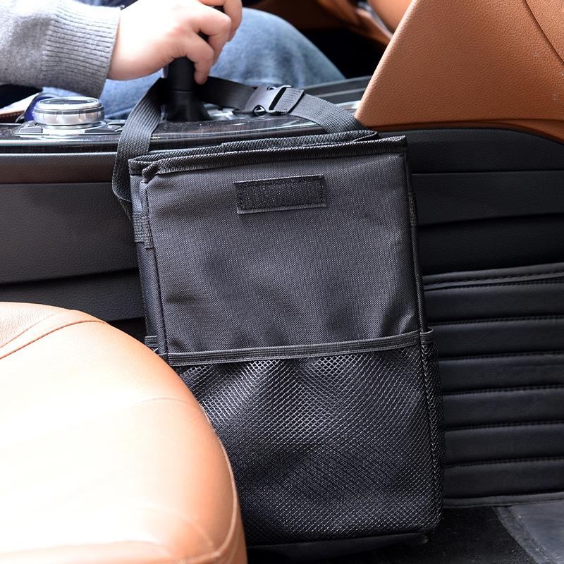 Amazon car trash can, folding car hanging storage bag, car seat back storage hanging bag in stock details Picture