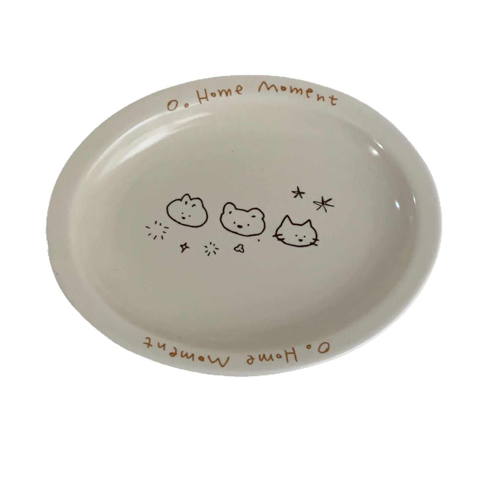Cream-colored star cat, inS-style Korean illustration animal plate, high appearance level salad breakfast fruit dessert plate Item Picture