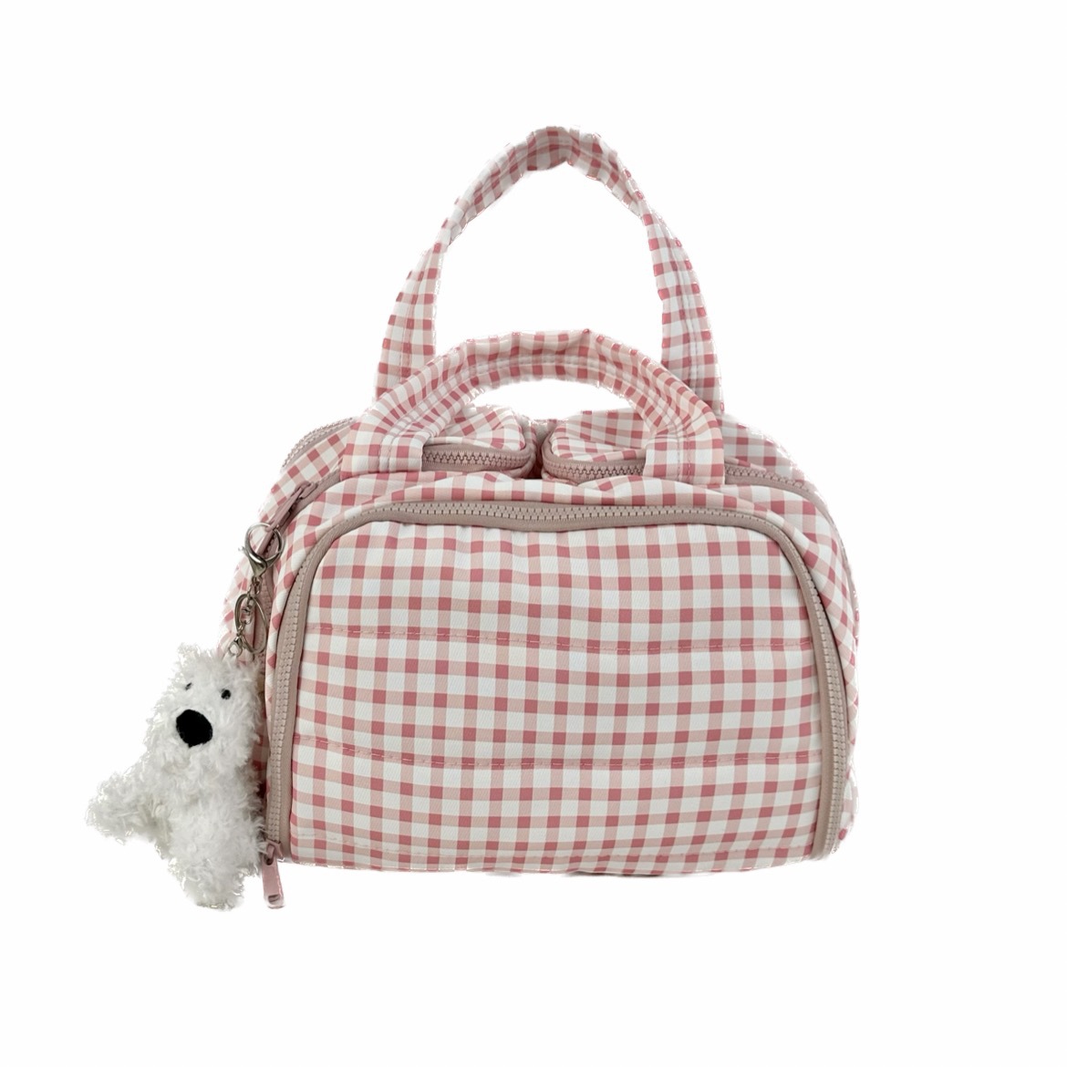 Pink checkered zoned storage bag, 2025 new large-capacity travel portable toiletry bag, cosmetics and makeup bag for women Item Picture