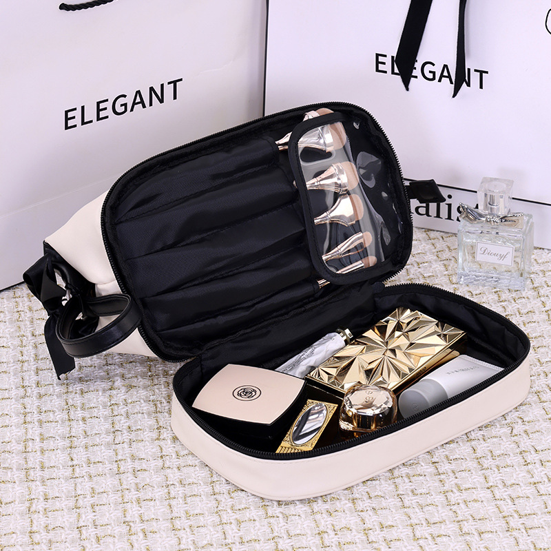 A light luxury and high-end double-layer makeup bag with a small fragrance style, a popular travel portable cosmetics storage bag and makeup bag Application Scenario