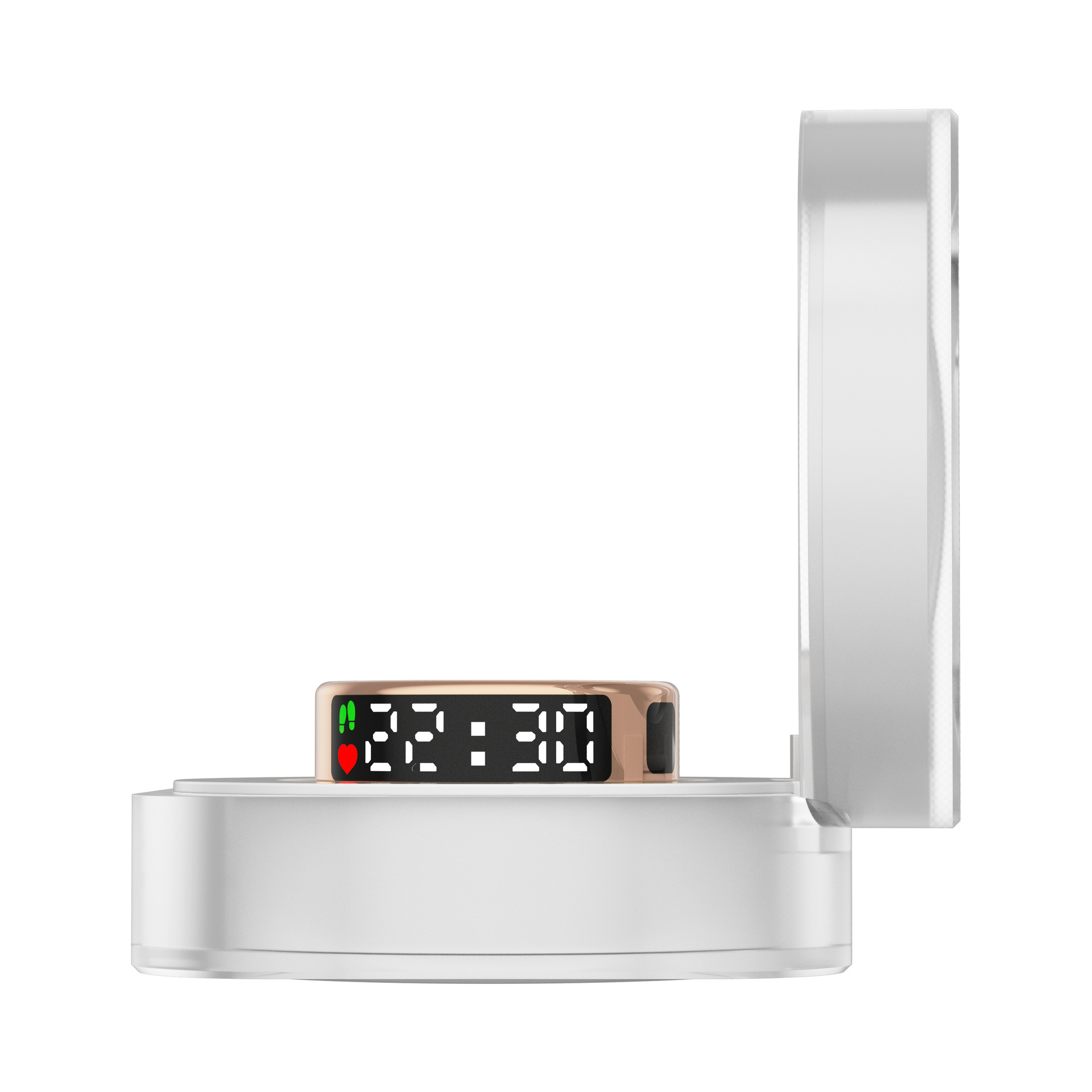 Smart Ring Charger Crystal Case 200 mah transparent acrylic Smart Ring Charger TYPE-C Application Scenario