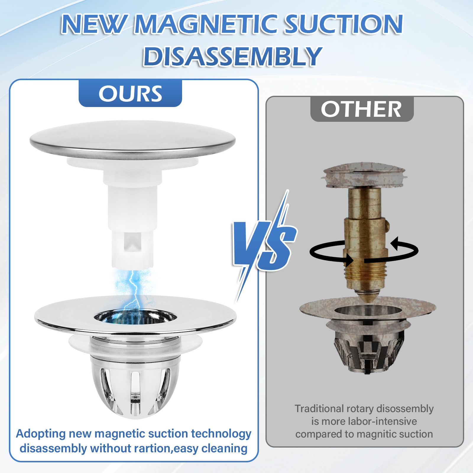 Large manufacturer of washbasin magnetic bounce water-blocking filter, bathroom sink plug cover and downspout, bulk supply and direct sales details Picture