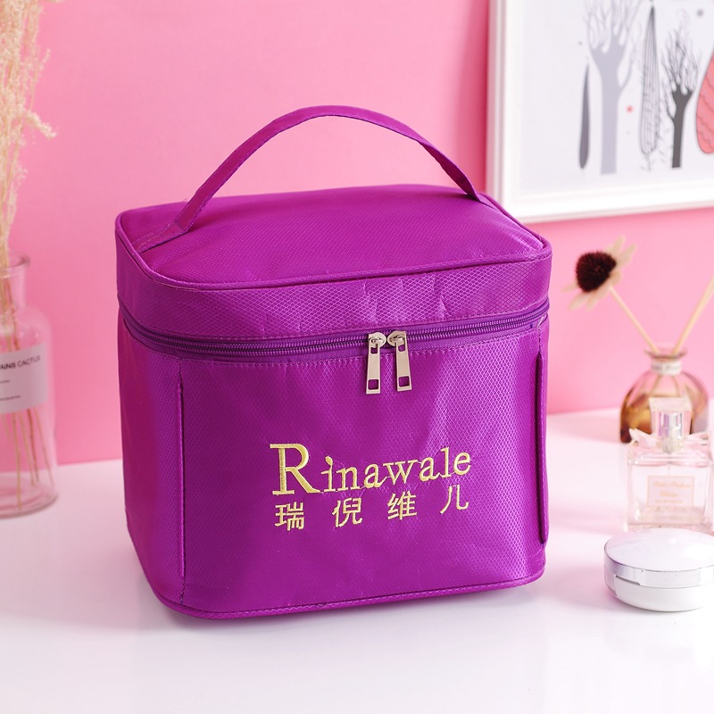 Korean-style simple and elegant purple large-capacity waterproof portable foldable cosmetic organization and daily chemical products storage bag details Picture