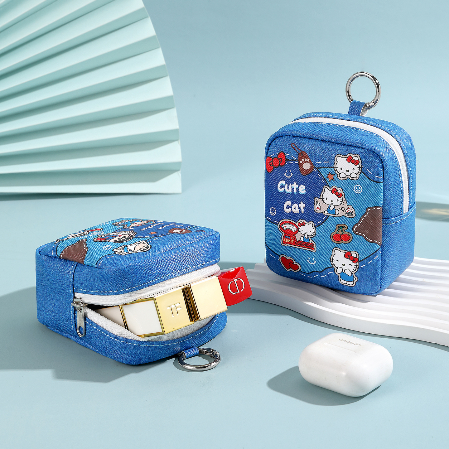 Korean version of ins girl heart waterproof leather coin purse, student portable mini key case, cartoon cute coin case details Picture