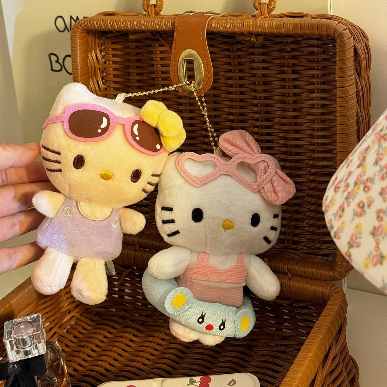 Free shipping! Cute cartoon swimming ring cat pendant, high appearance level bikini cat pendant, bag hanging doll girl Application Scenario