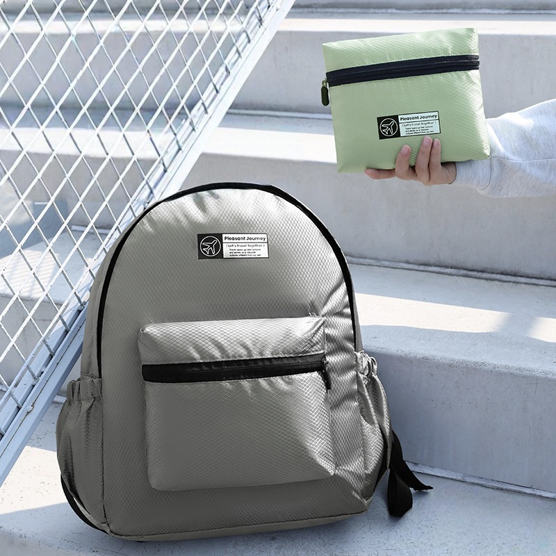 Foldable backpack, simple and large-capacity travel backpack, women's waterproof storage bag, casual polyester clothing storage bag full figure
