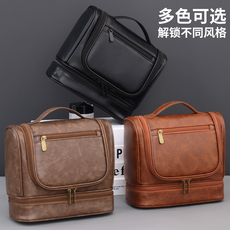 Cross-border double-layer hanging large-capacity men's toiletry bag, portable dry and wet separation cosmetics storage bag for business travel Application Scenario