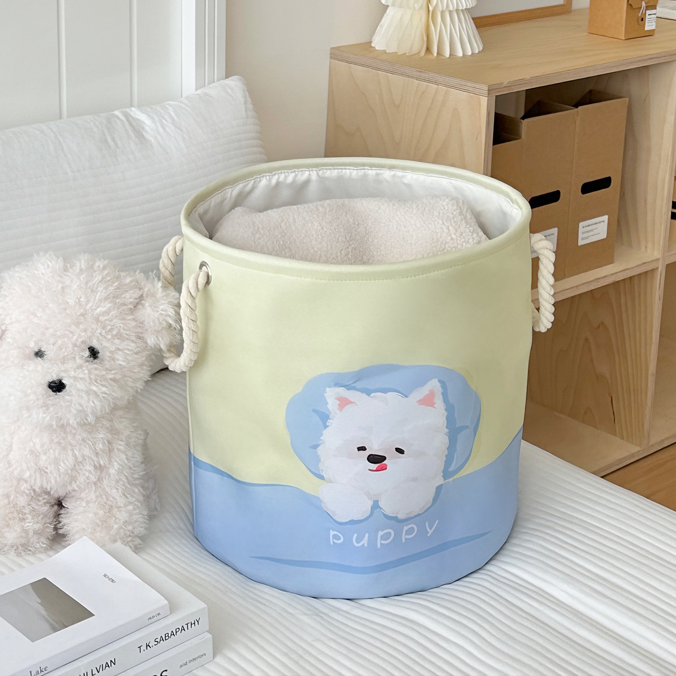 High appearance level, cute puppy, dirty clothes basket, dirty clothes storage basket, household foldable laundry basket, toy storage bucket basket Application Scenario