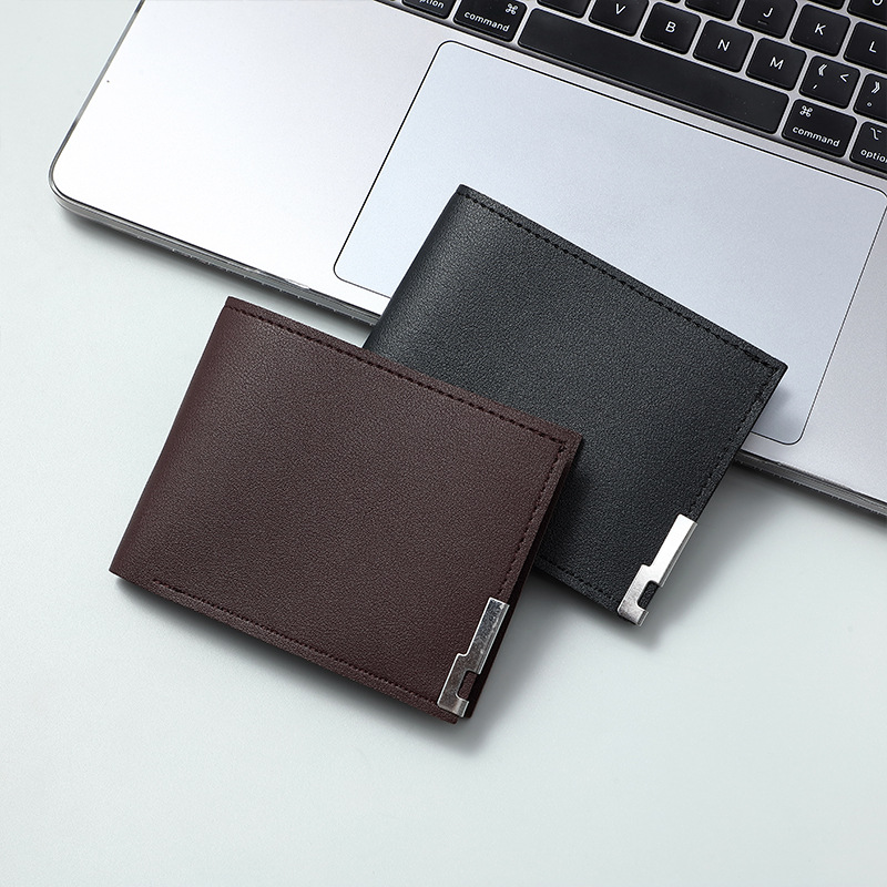 New men's wallet: Short men's multi-slot fashionable and casual wallet, thin men's youth 20% off horizontal soft leather wallet full figure