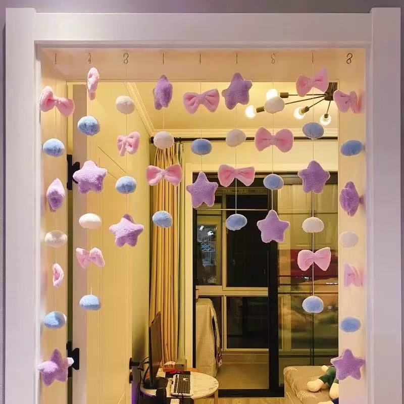 The home purple planet door curtain children's room is decorated with a high level of appearance. The wall is decorated with a curtain and there is no need to punch holes with three-dimensional door stickers Specification drawing