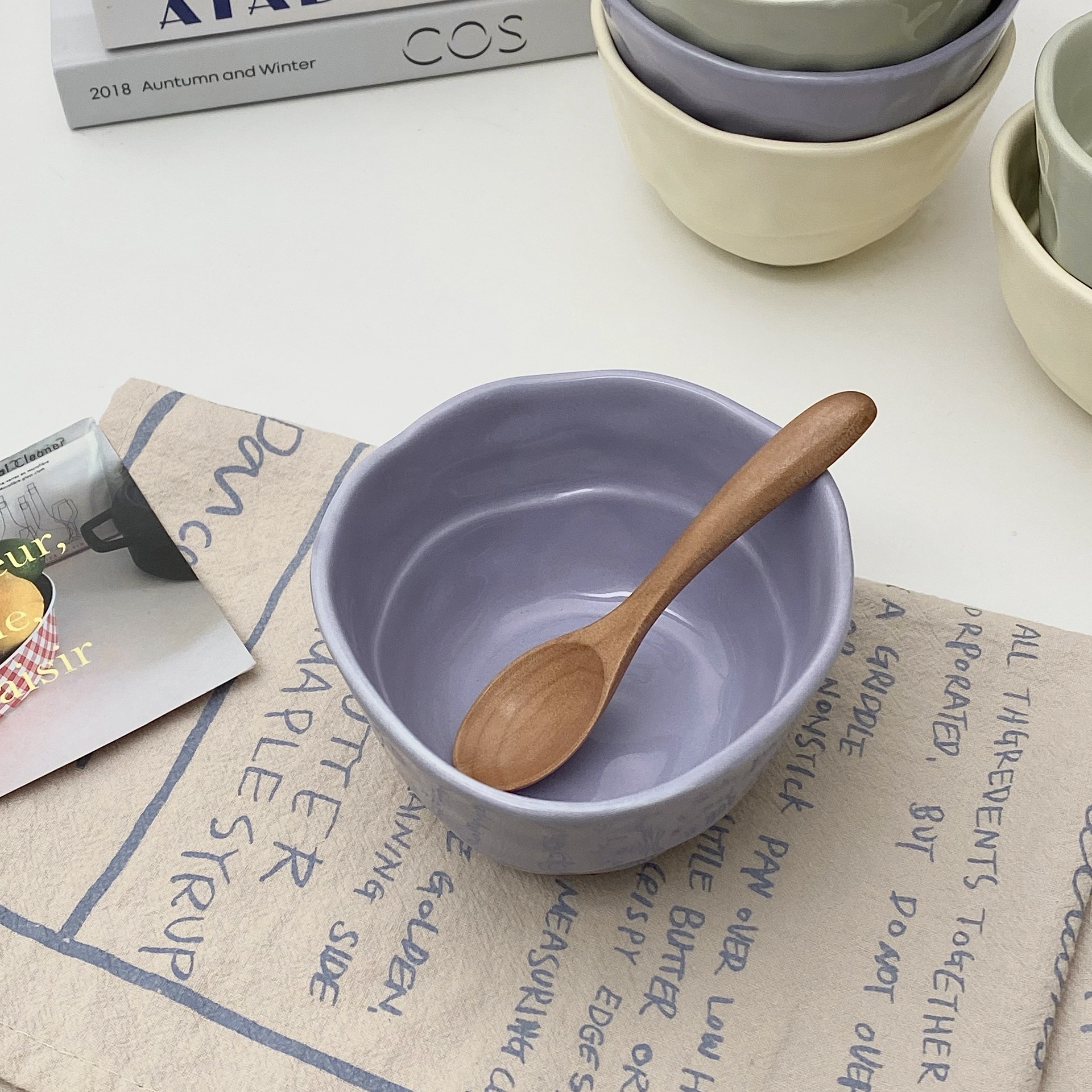 Ins-style irregular rice bowl, macaron-colored Korean soup bowl, personal special, high appearance level fruit salad bowl Specification drawing