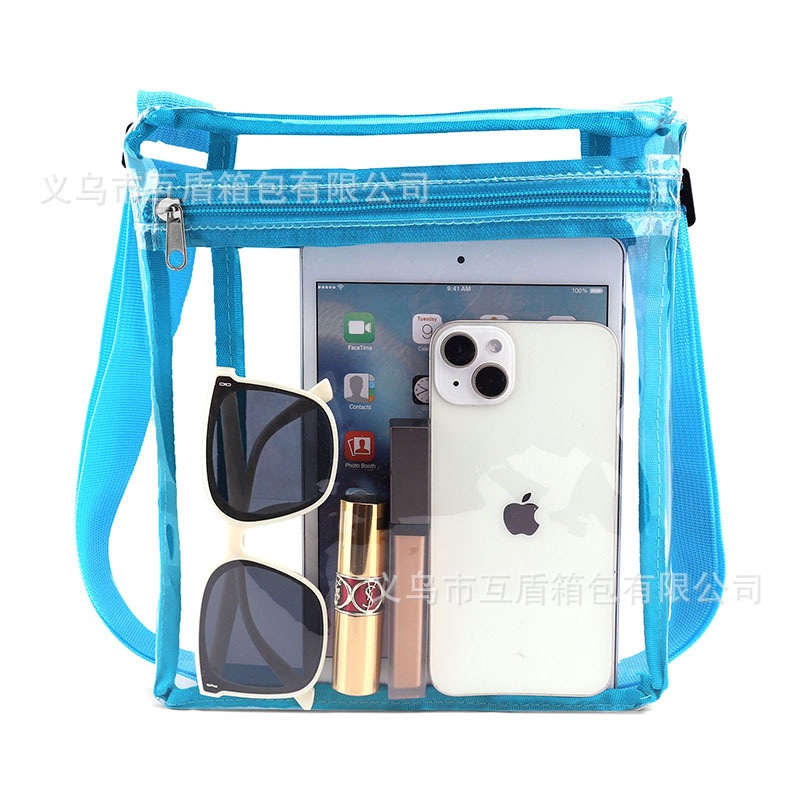 Customized European and American PVC transparent single-shoulder crossbody bag, portable waterproof shopping bag, multi-functional beach storage file bag Application Scenario