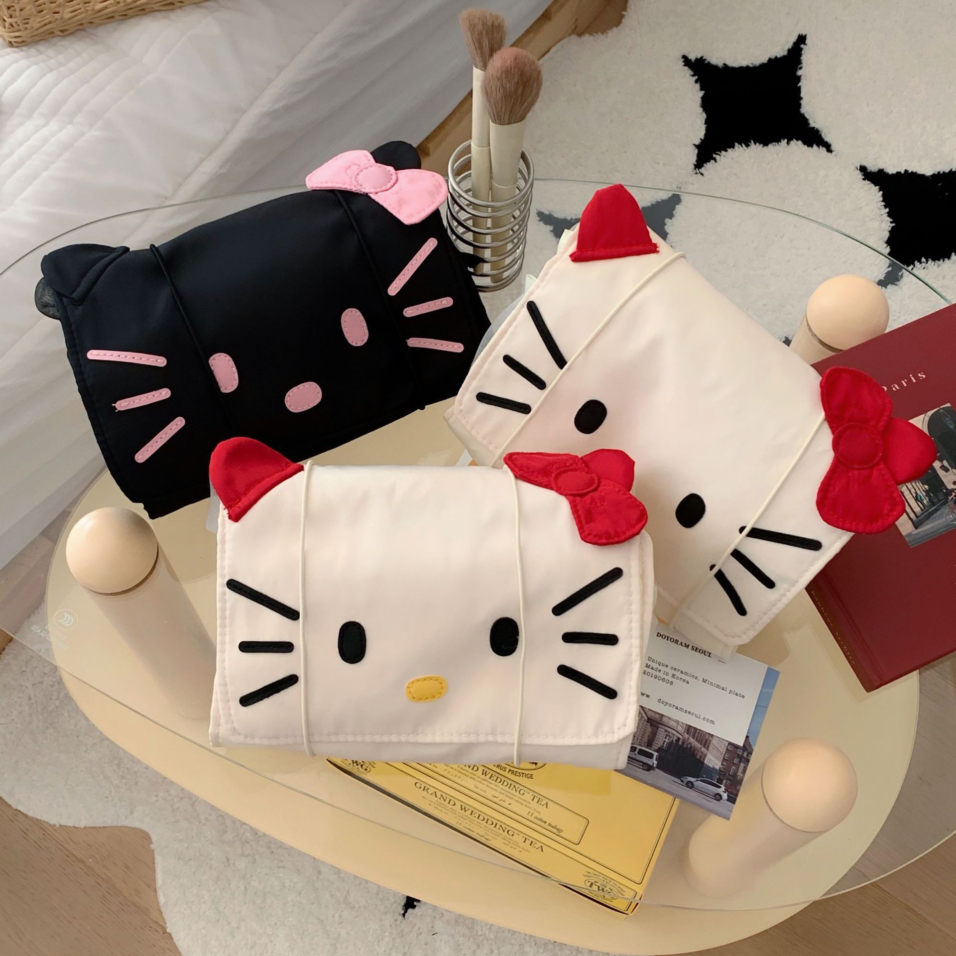 Cute cat makeup bag 2024 New portable large-capacity detachable storage bag, business trip and travel toiletry bag for women details Picture