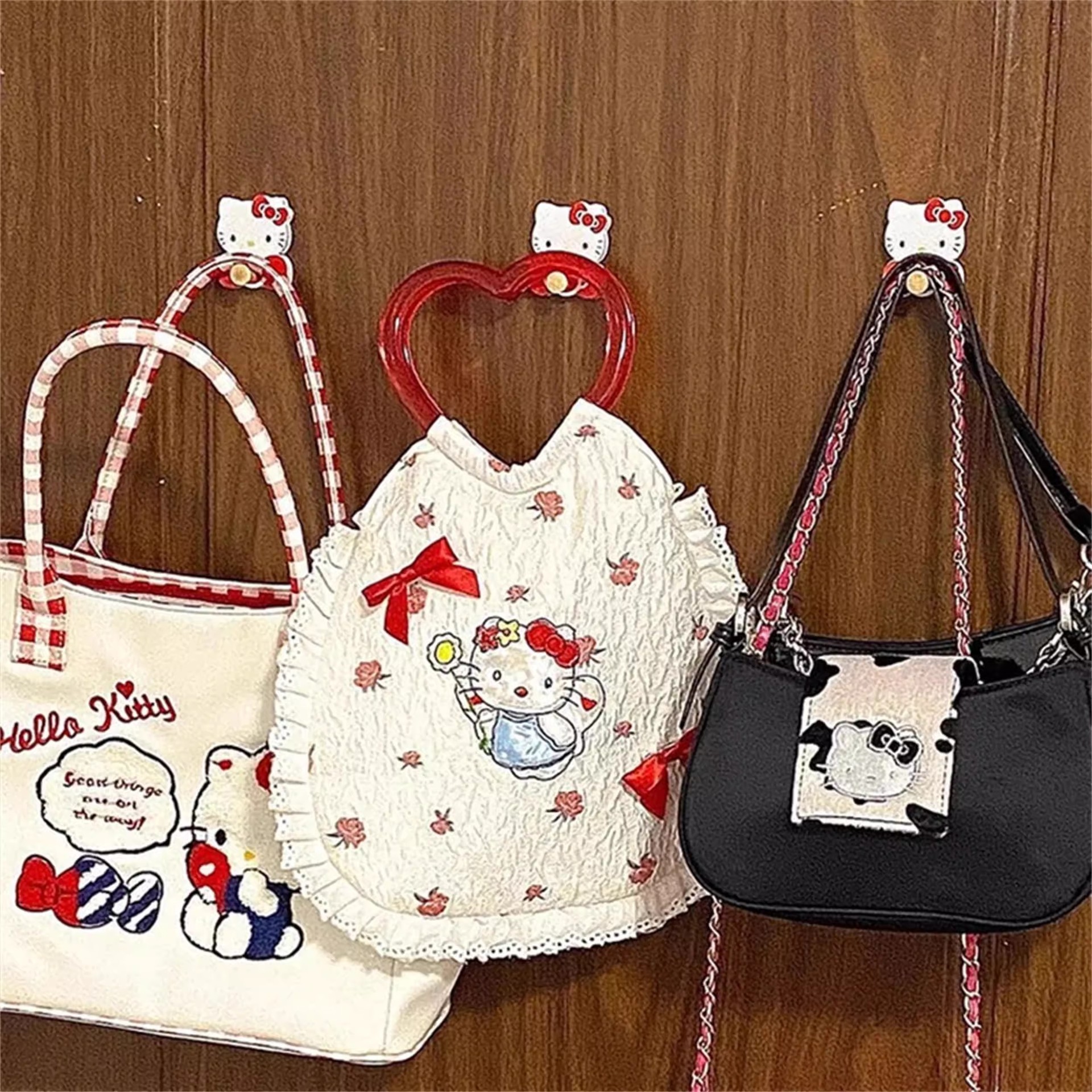 Cartoon cat hook, no need for drilling, strong load-bearing adhesive door, back kitchen, living room, bathroom, wardrobe, wall surface details Picture