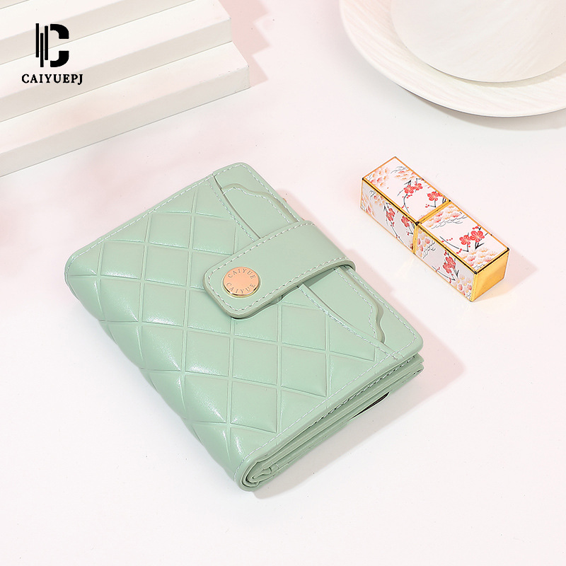 Cross-border women's short wallet, Korean-style embroidered buckle multi-slot wallet, zipper fashionable ticket wallet wholesale Wallet Specification drawing