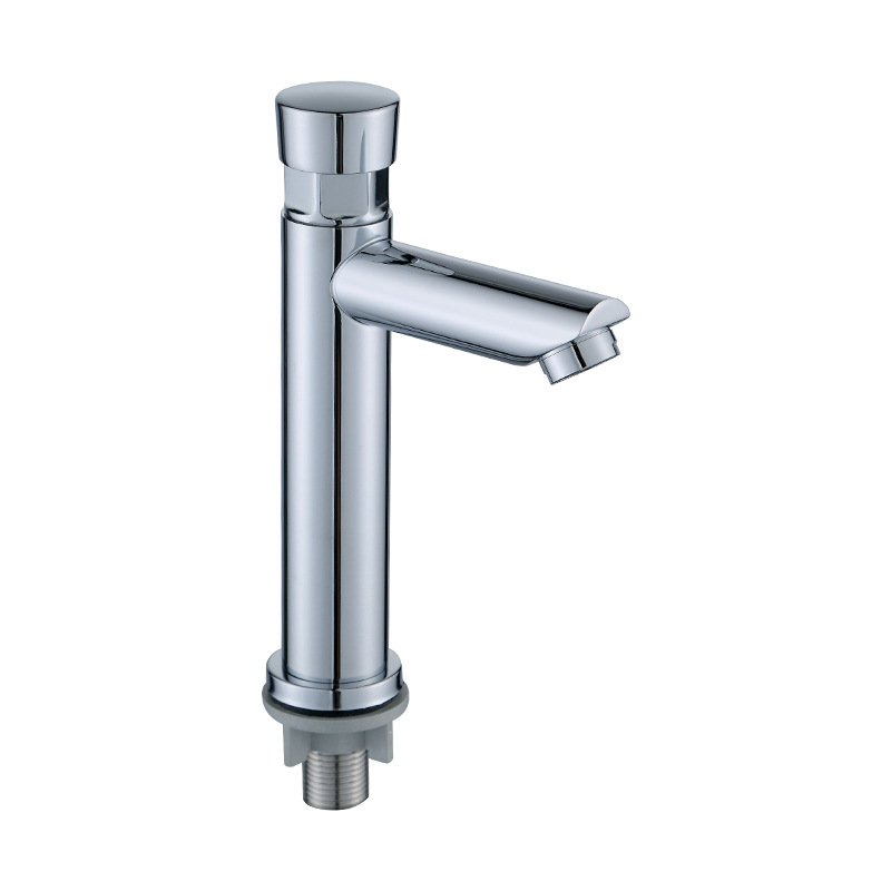 Stainless steel electroplated press delay washbasin faucet, factory engineering, hotel public washbasin, single cooling faucet Item Picture