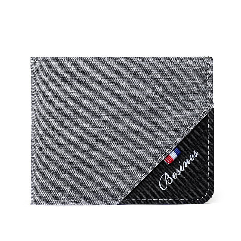 Wholesale of men's short canvas wallets, men's small wallets, men's wallets, men's thin cloth wallets, card cases, factory stock available Item Picture