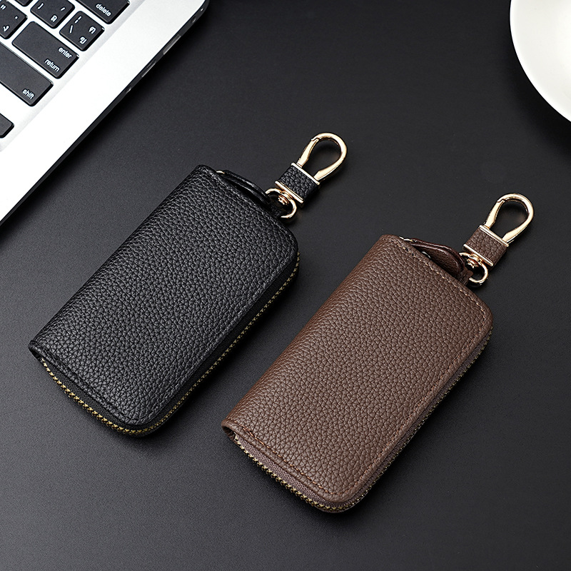 New fashionable multi-functional key case with lychee pattern, mini one-piece key case for both men and women Specification drawing