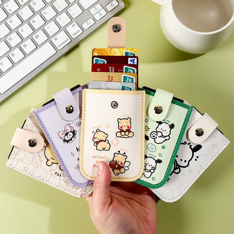 National trend pull-out multi-slot ID card holder, large-capacity ID card and cartoon card holder, small and ultra-thin card clip details Picture