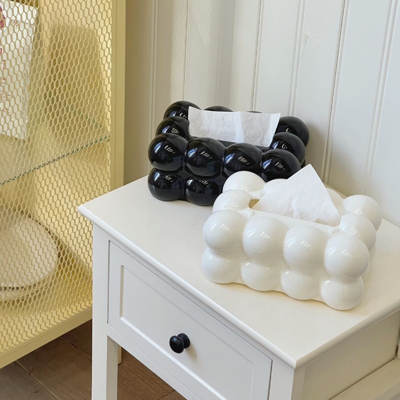 Cute cream-style marshmallow tissue box, high-end and light luxury living room coffee table, creative desktop decoration, tissue box storage Application Scenario