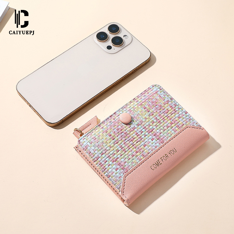 2025 New style small wallet Women's short woven cross-border best-selling women's card bag two-fold zipper coin purse wholesale Application Scenario