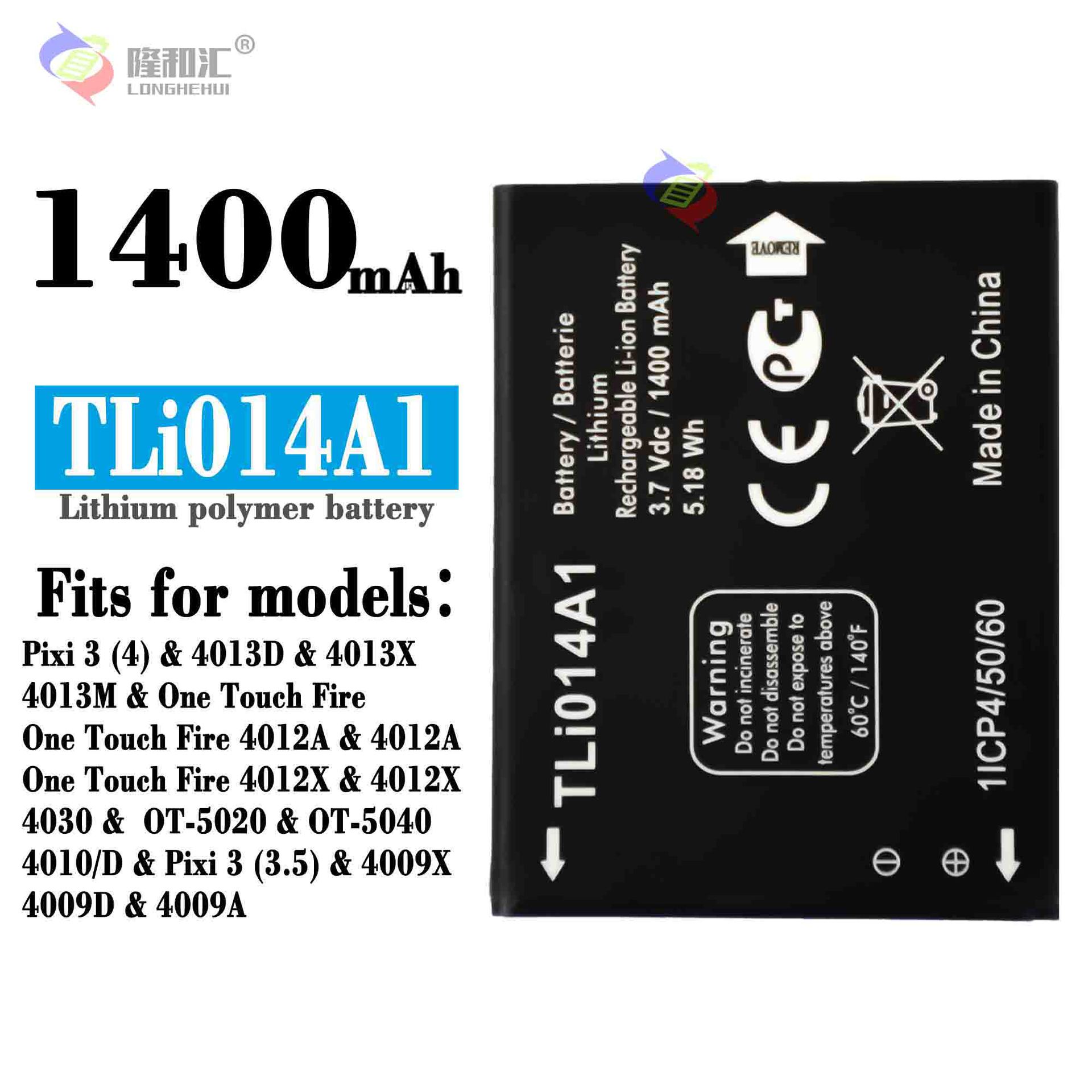 It is suitable for factory wholesale and foreign trade of Alcatel Pixi3/4013D mobile phone battery Tli014A1 external board full figure