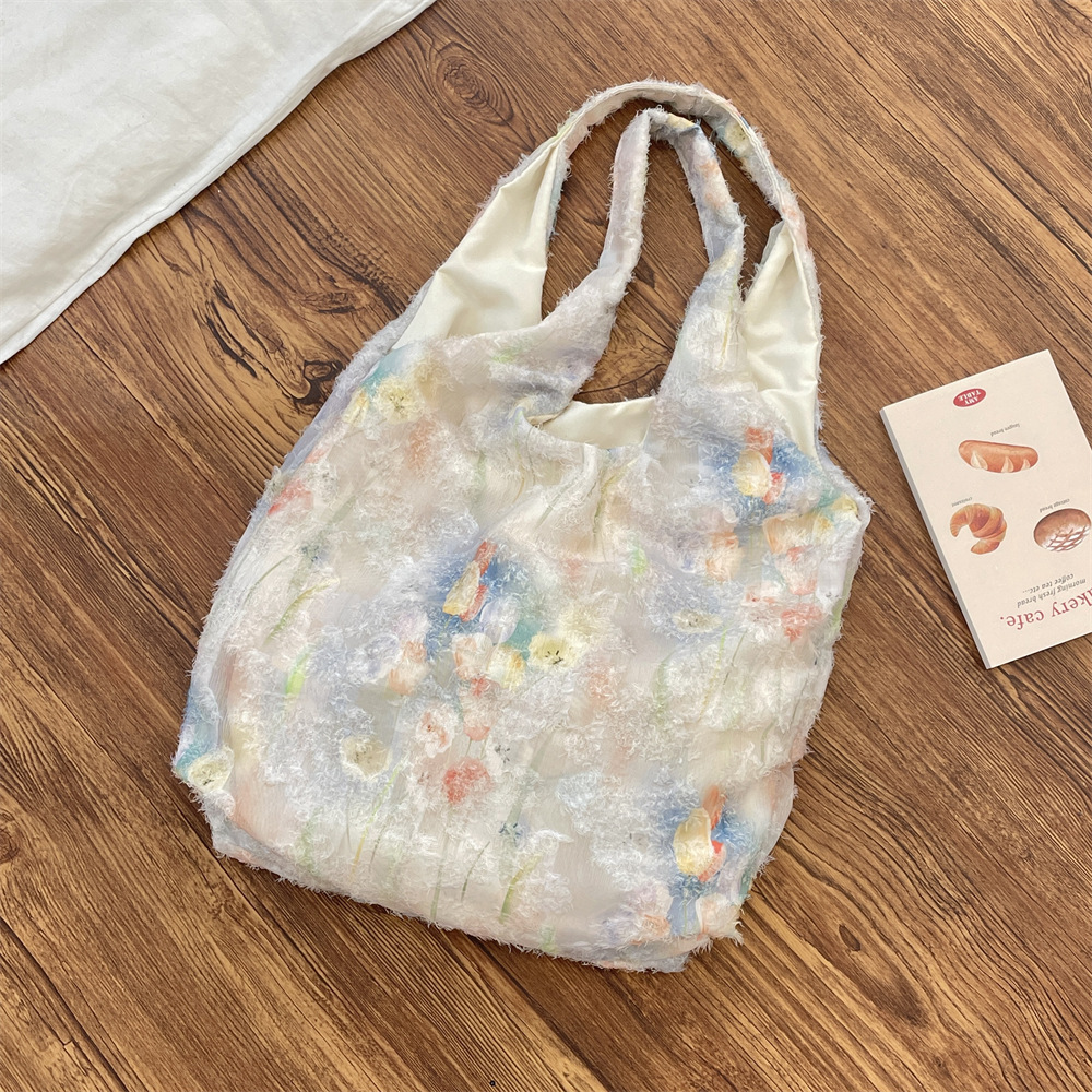 5381 New lace ethereal Little flower vest bag, hand-held bag, large-capacity single-shoulder bag, laid-back style underarm bag Specification drawing