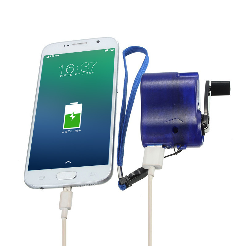 Outdoor emergency charging hand-cranked charger with USB interface, portable outdoor charging full figure