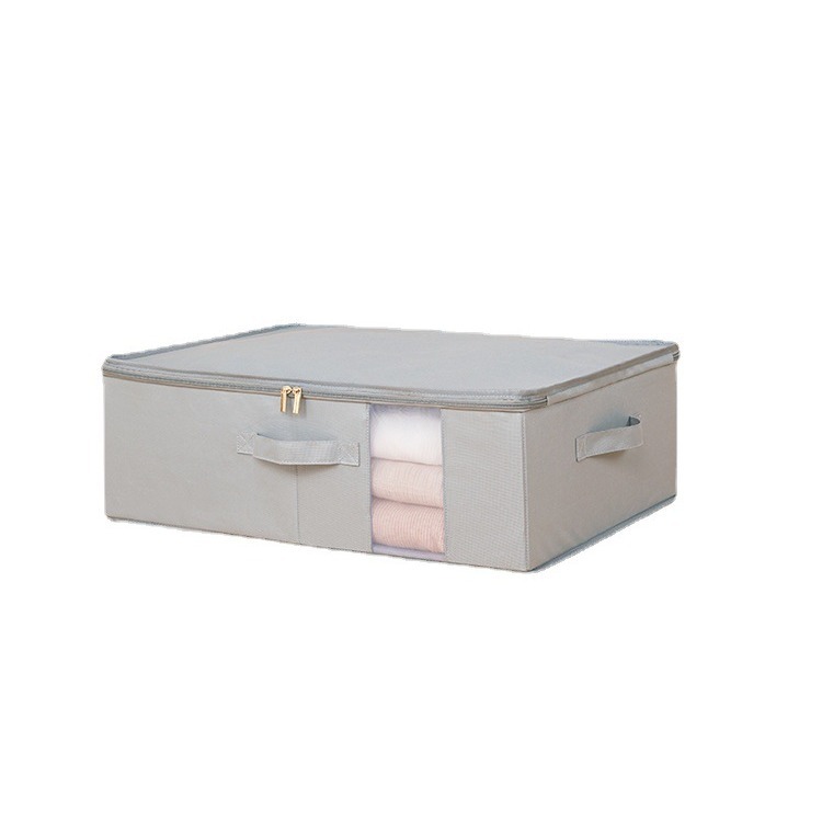 Cross-border new product: Oxford fabric zipper transparent cotton quilt, bed underbody storage box, hand-held clothing zipper storage box Item Picture