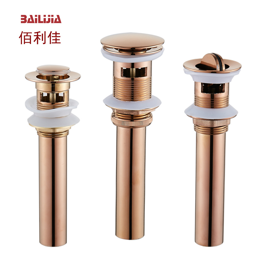 The Bilijia rose gold glass basin has no holes and is a bouncy downspout. The flip plate bouncy ceramic basin has holes for downspouts full figure