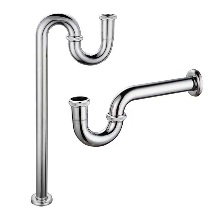 Stainless steel thickened washbasin drainpipe, P-bend anti-odor drainpipe, washbasin P-bend stainless steel pipe, wall drainage pipe Item Picture