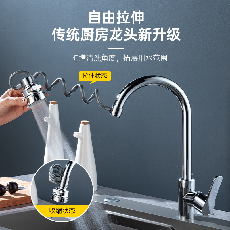 Faucet extender splash prevention wonder, universal extension adapter, bubble maker, faucet water outlet pressure increase, kitchen Application Scenario