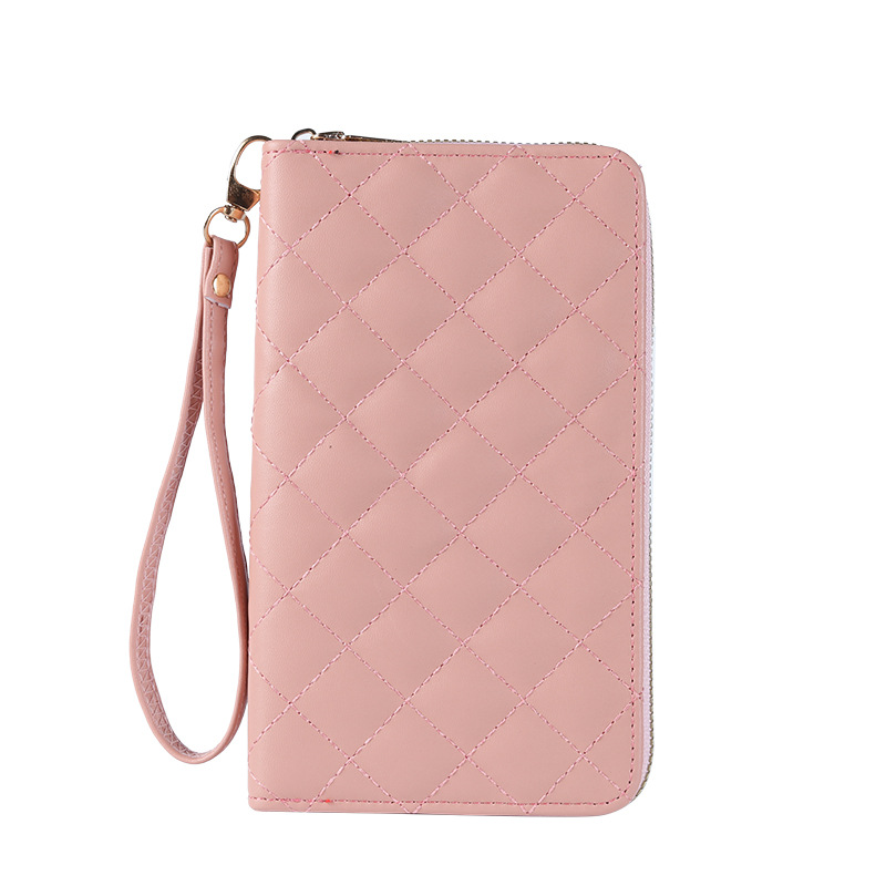 Women's long wallet 2022 new style in stock wholesale simple wrist strap clutch single zipper large capacity mobile phone case Item Picture