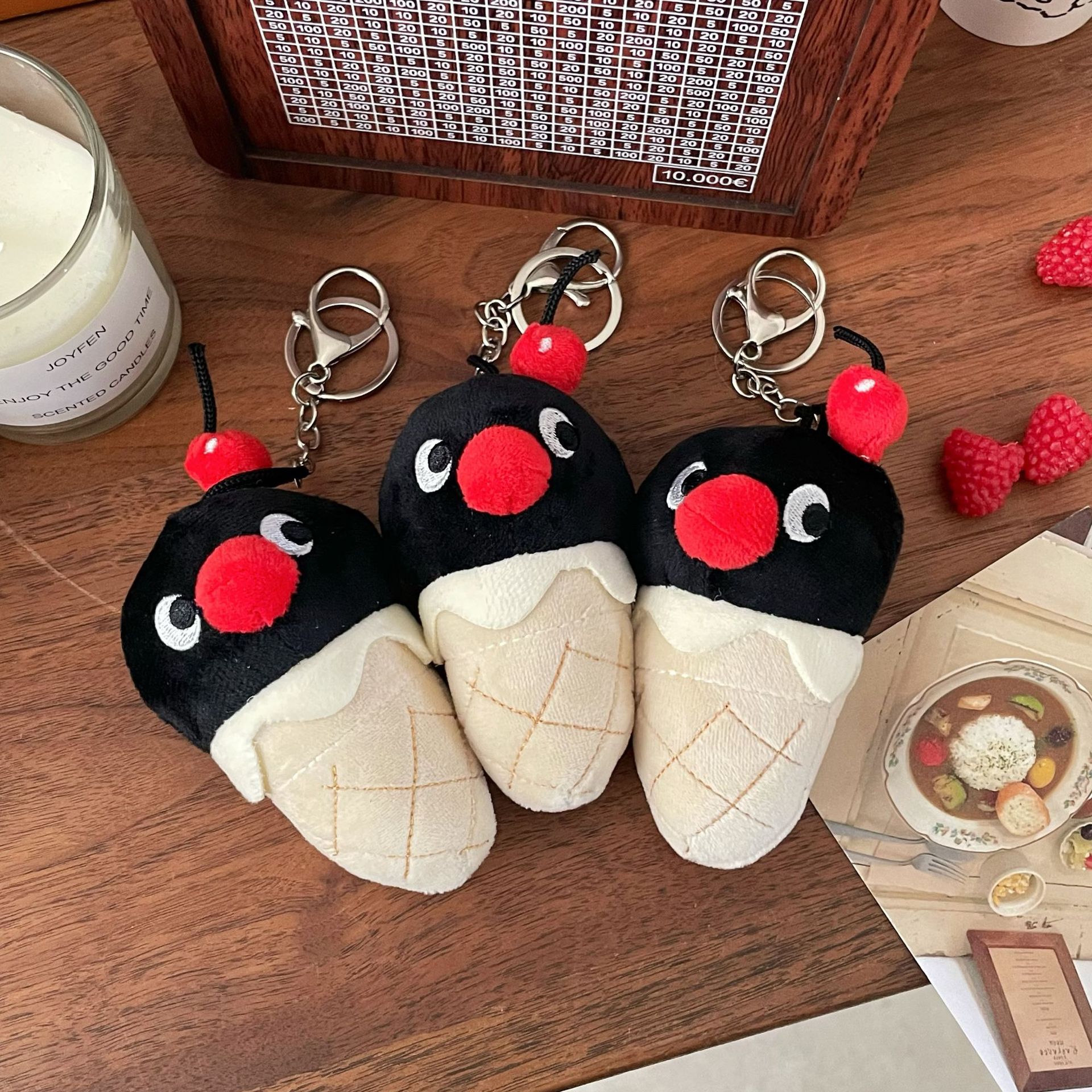 Cute penguin pingu ice cream cone, cartoon creative plush toy bag, keychain and funny pendant Application Scenario