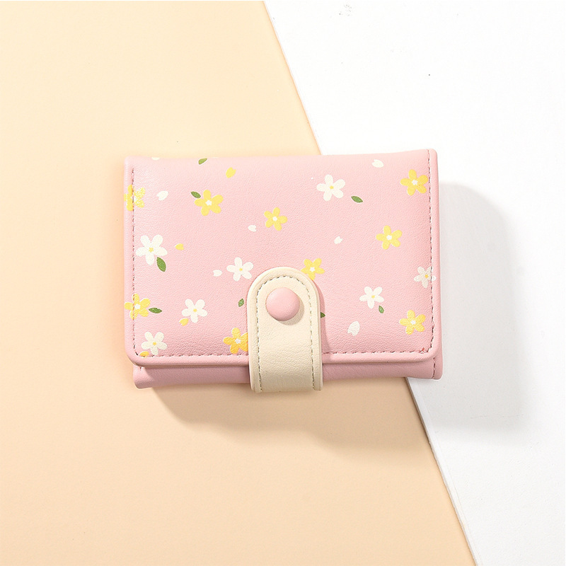 New Korean version PU simple and cute fruit student coin purse, fashionable printed short ladies' wallet card case Specification drawing