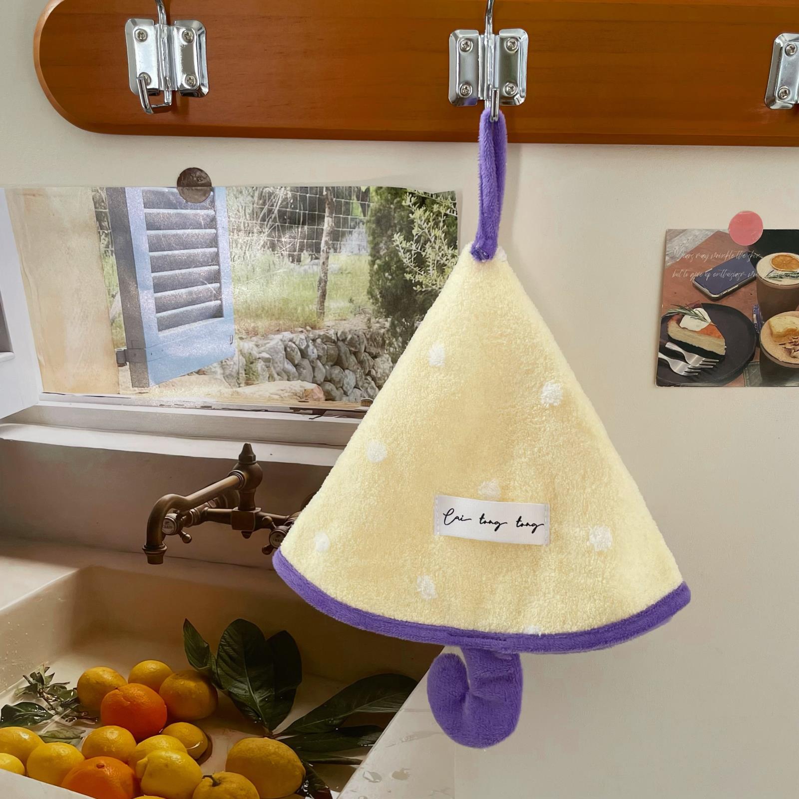 The blogger's same style small umbrella hand towel hanging style, cute dot thickened, bathroom absorbent and quick-drying towel hand towel details Picture