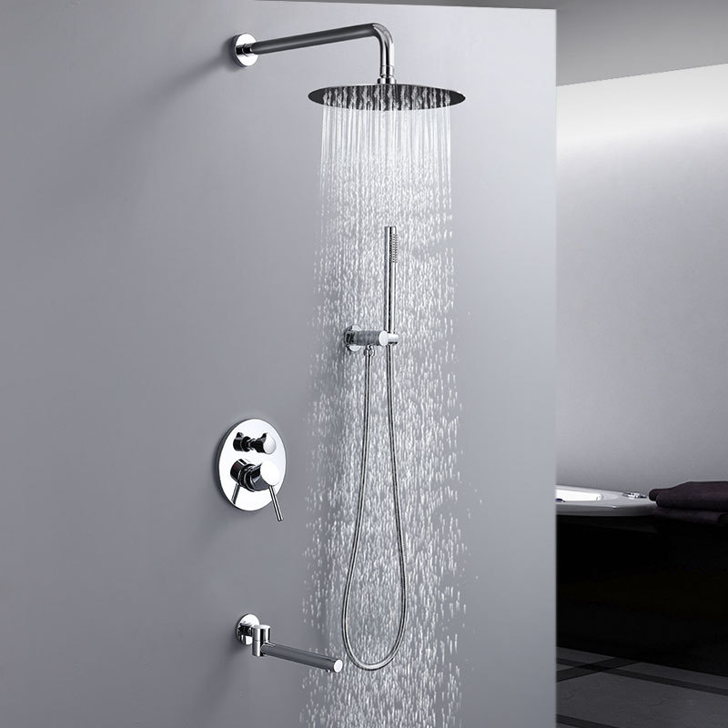 Black wall-mounted all-copper concealed shower head set, built-in wall-mounted hot melt bath set AL1053 Specification drawing
