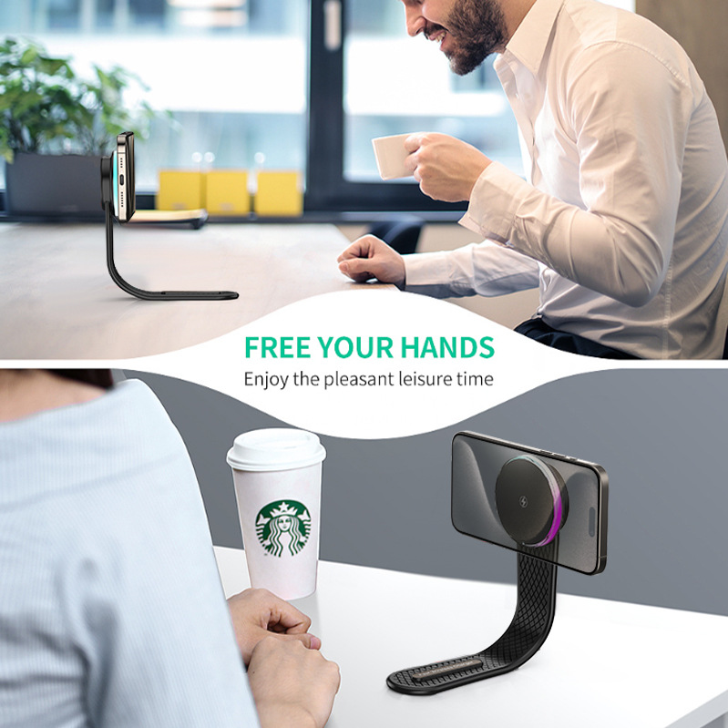 Qi2 New MagSafe magnetic car wireless charger, car home suction cup, folding phone stand Application Scenario