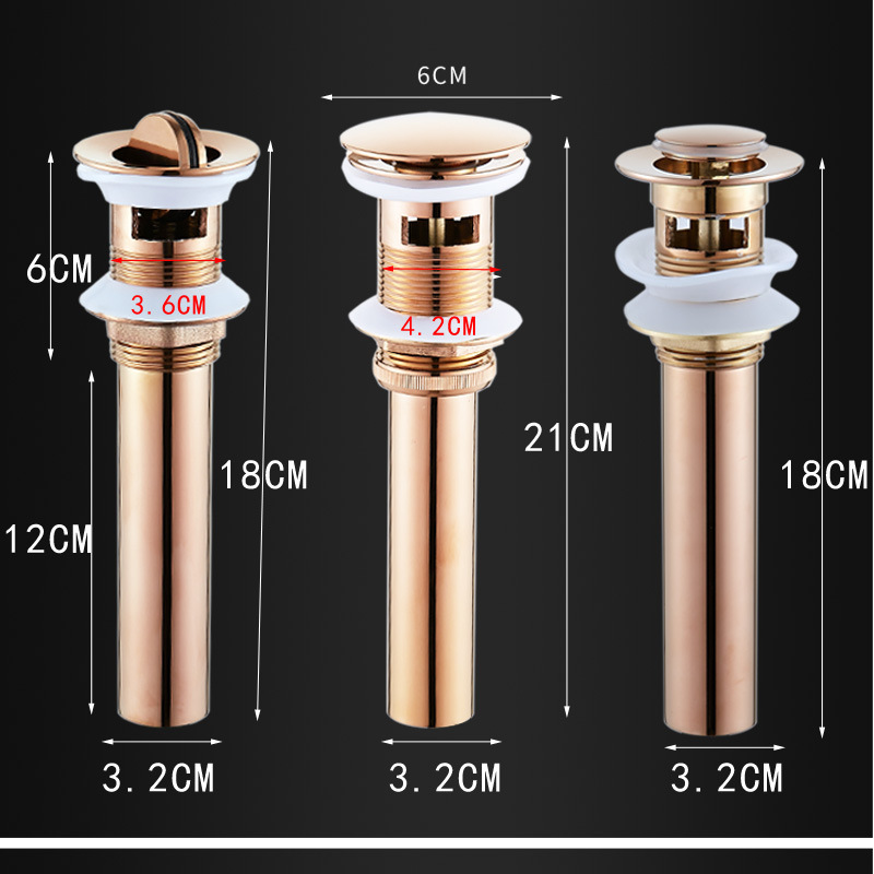 The Bilijia rose gold glass basin has no holes and is a bouncy downspout. The flip plate bouncy ceramic basin has holes for downspouts Specification drawing
