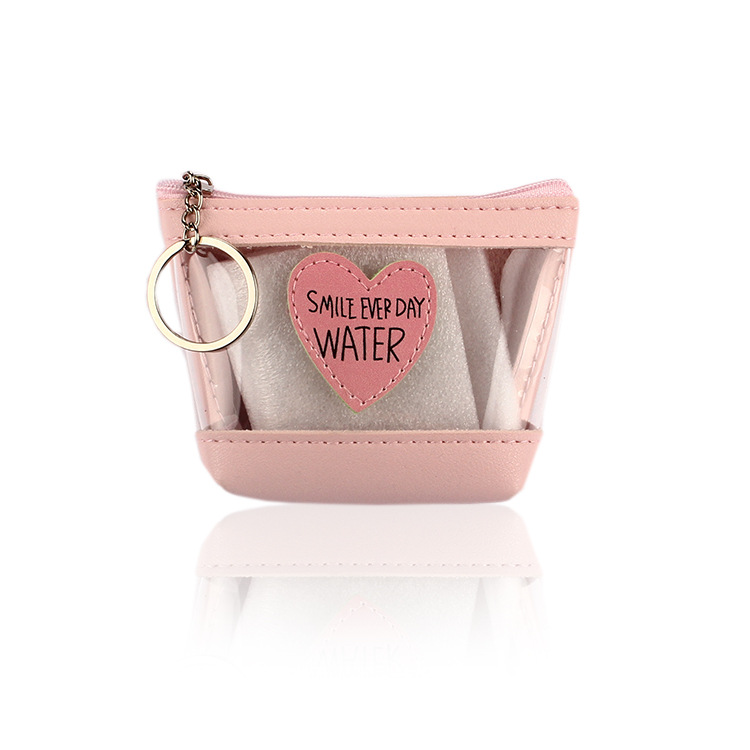 Pink and tender, transparent heart-shaped jelly coin purse, ins Korean version square data cable earphone waterproof storage case Item Picture