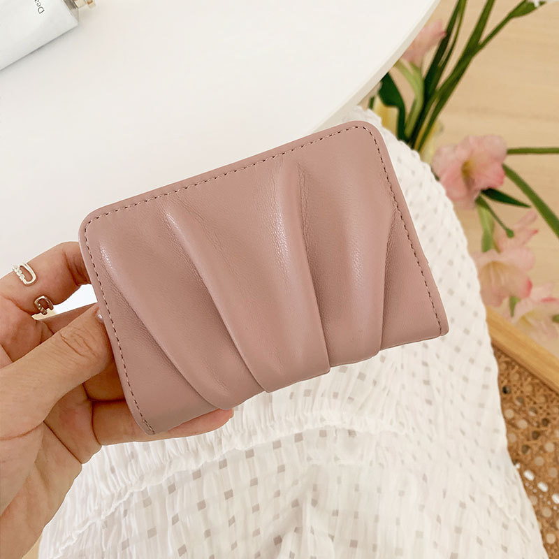 Super popular pleated wallet ~ Instagram bestseller simple small card wallet, multi-color in stock solid color versatile coin wallet Application Scenario