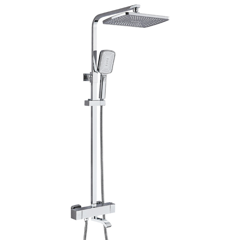 Constant-temperature shower head set, exposed household one-button temperature lock, bathroom rain shower, shower head, bath pressure boosting head Item Picture