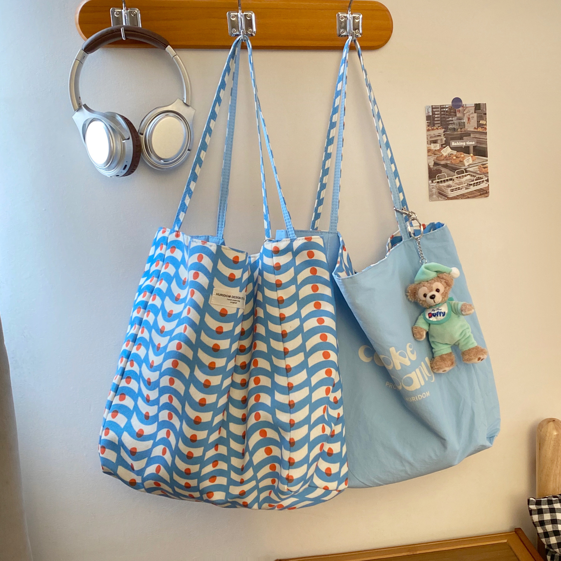 Lazy sail fabric bag, Korean-style relaxed tote bag, large capacity AB side single-shoulder bag, tote bag, underarm bag details Picture