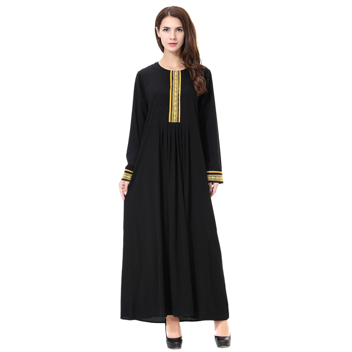 In stock: Middle Eastern women's robes, Arab Muslim women's dress, embroidered long style, Hui ethnic costume, abaya robes, women's style, hooded Muslim Specification image