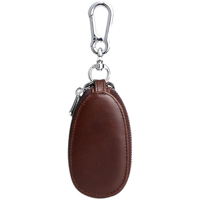 Retro oil wax leather car key case, export pu double zipper multi-functional car key case, high-end European and American key case Item Picture