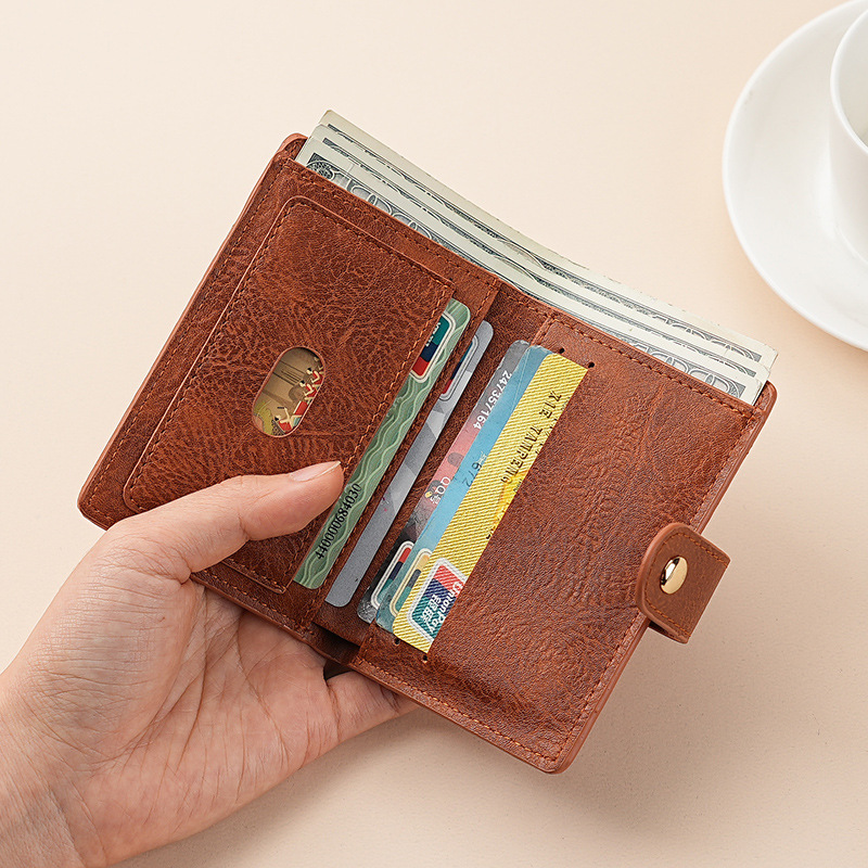 New men's and women's wallets: soft leather buckle, solid color texture, multi-slot, large capacity, multi-functional wallet Specification drawing