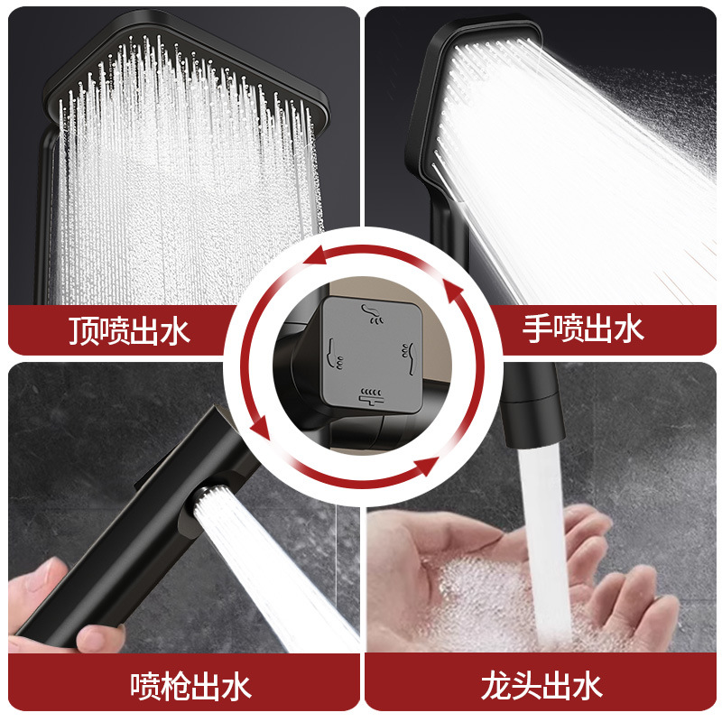 Fine copper exposed showerhead shower set, household bath pressurized mixing valve, bathroom flower drying complete set of shower details Picture