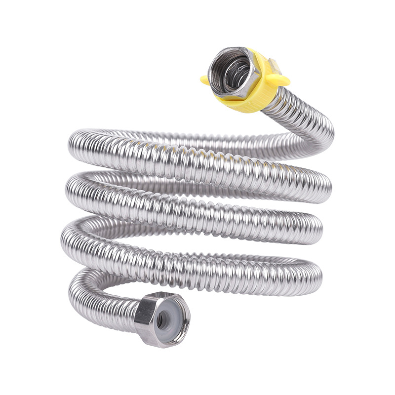 Wholesale 304 stainless steel corrugated pipe 4-inch screw mouth metal hose for cold and hot water inlet and outlet pipes of household water heaters and toilets Item Picture